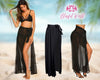 Hawaiian Sarong Solid Black Luau Cruise Wrap Beach Pareo Wear Dress