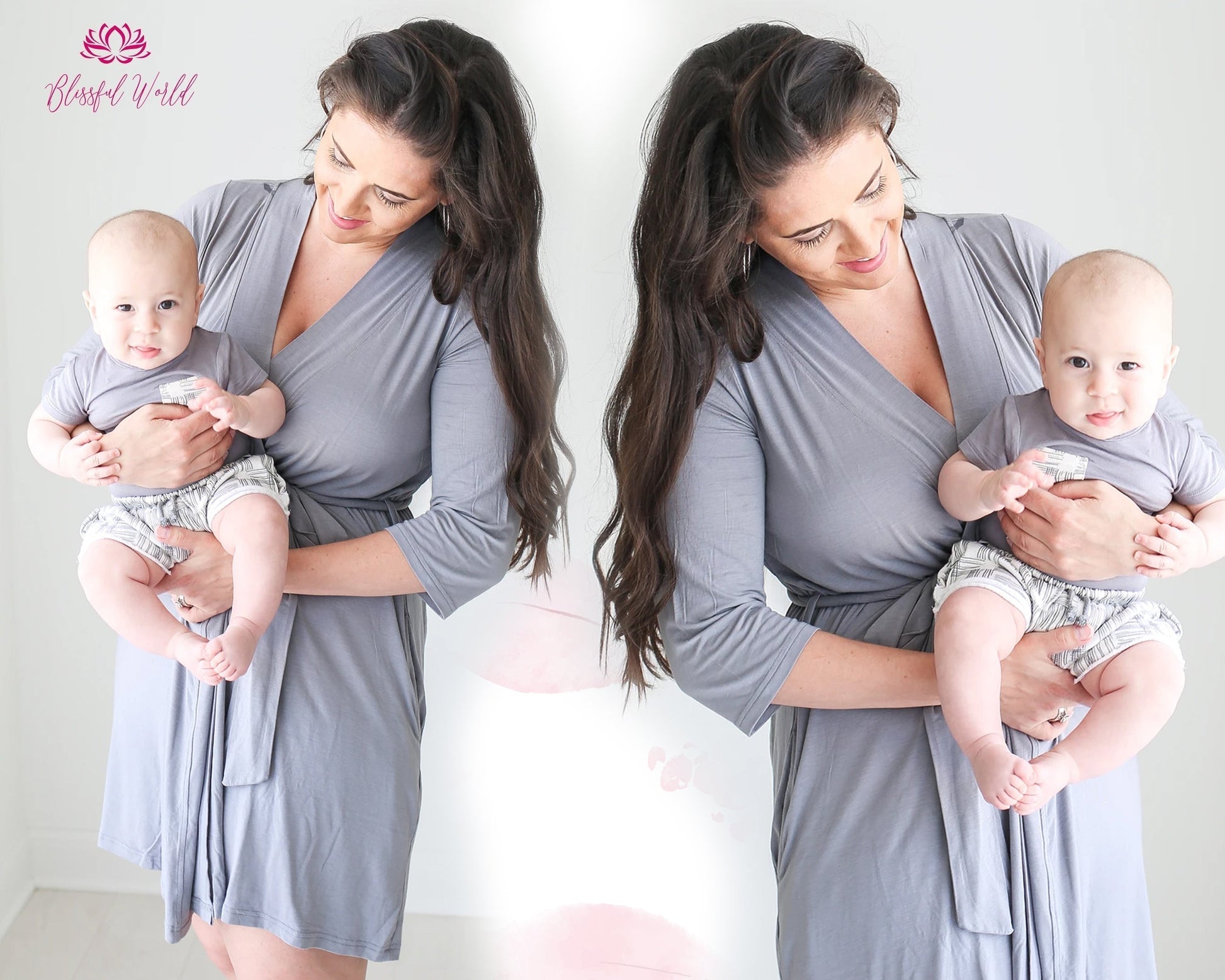 Hospital Robes Bridesmaid Gifts Maternity Muslin Robe with Swaddle Blanket Soft Cotton Hospital Robe for New Moms