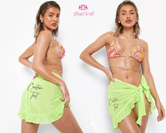 Custom Beach Sarongs for Bride & Bridesmaids – Personalized Bridal Party Wraps for Destination Weddings Bachelorette Women 