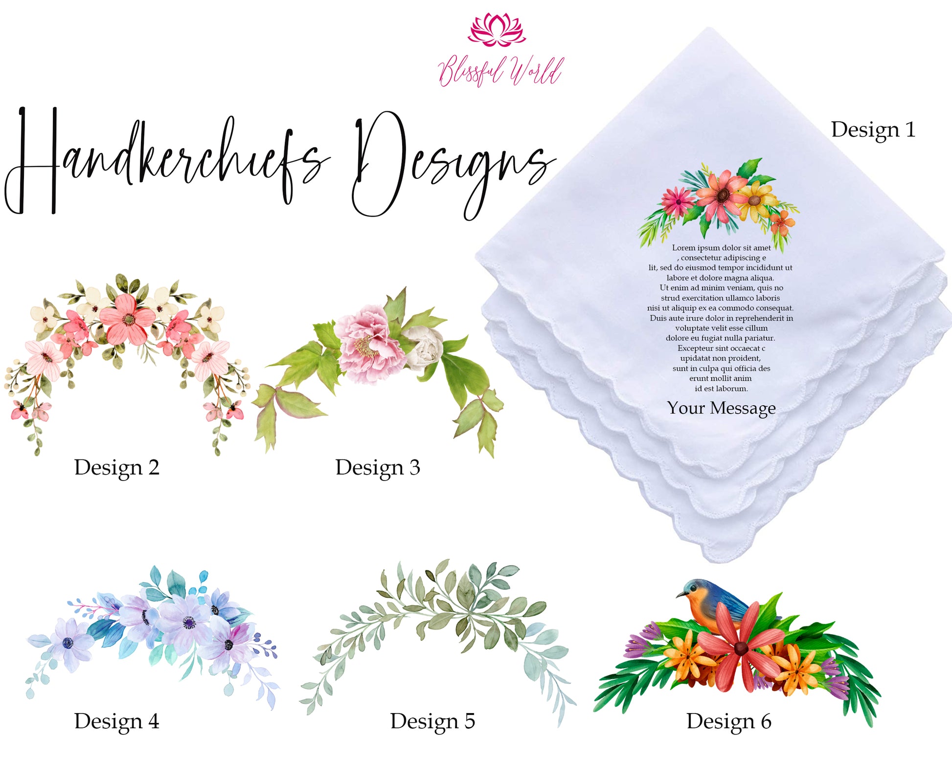 Multiple Floral design for hanky 