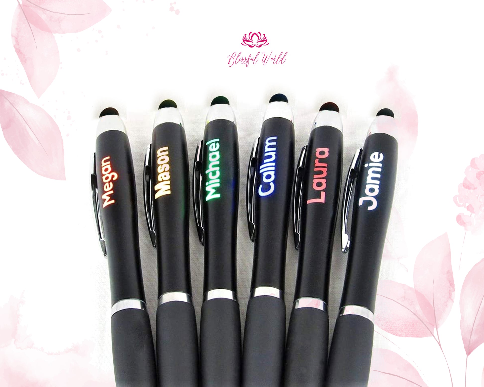 Customized LED Pens Personalized LED Pen with Stylus Custom Name Pens Light Up Pens Birthday Pens Teacher's Gift for Teachers and Writers