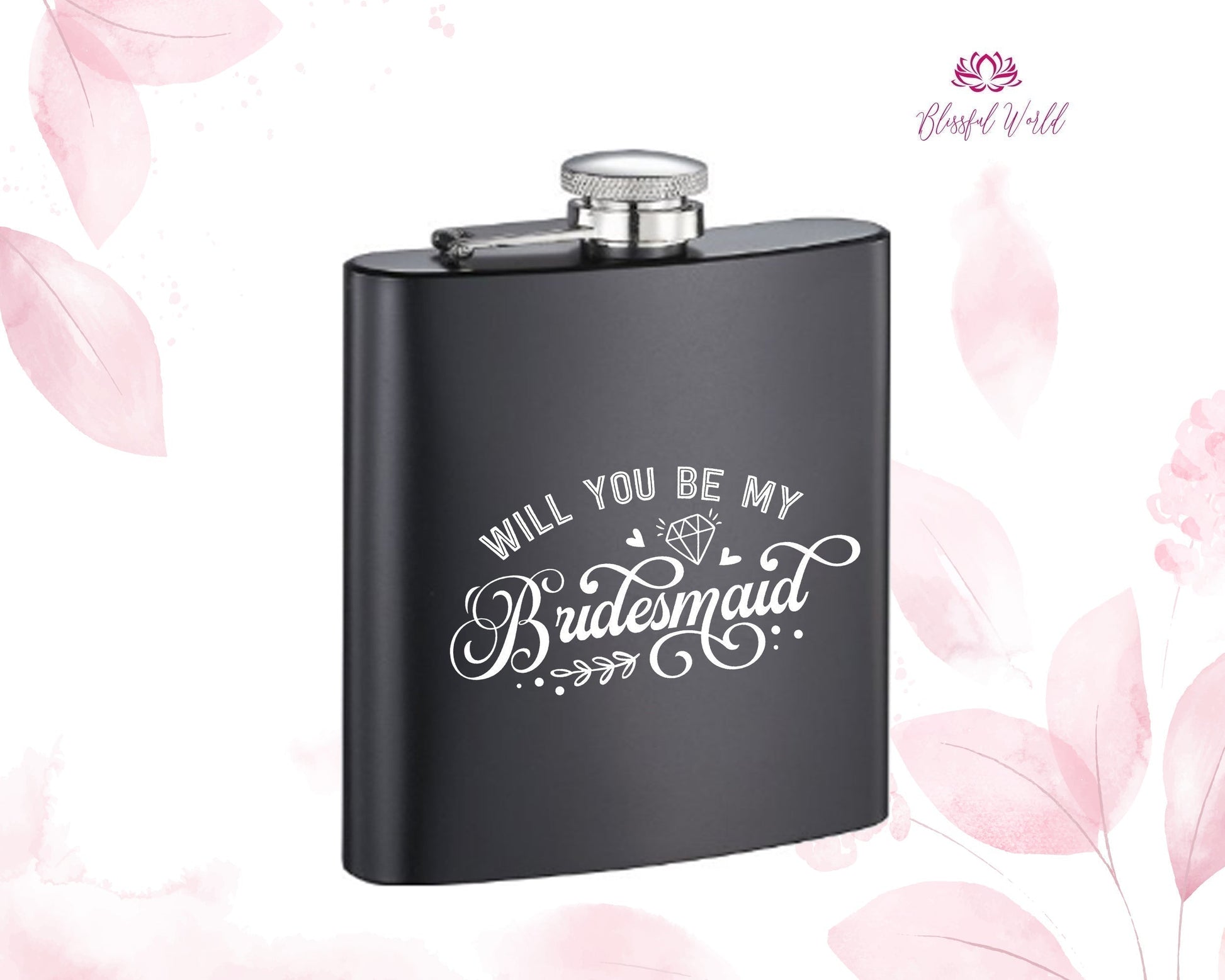 Laser Engraved Groomsmen Flask Custom Printed Wedding Gift Personalized Black Flask Black Flask 