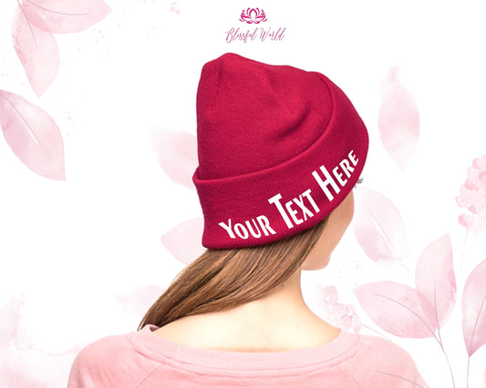 Custom Embroidered Text/Logo Beanie, Knit Beanie for winter, Winter Hat, Personalized Design your Own Beanie, Embroidery Hat for Him or Her