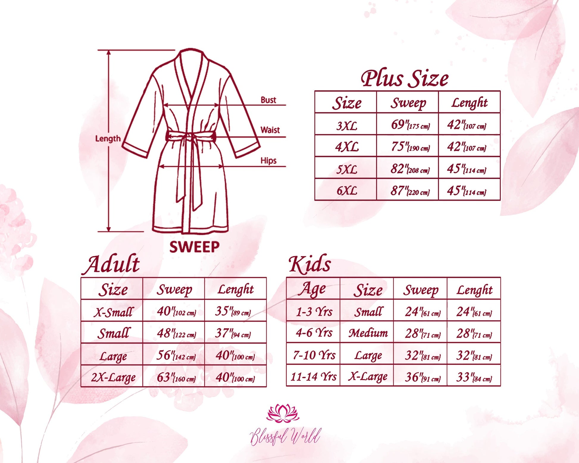 Robe Size Guide Usa