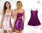 Nightgown made of high quality satin fabric and provides comfortable use with metal adjustment straps