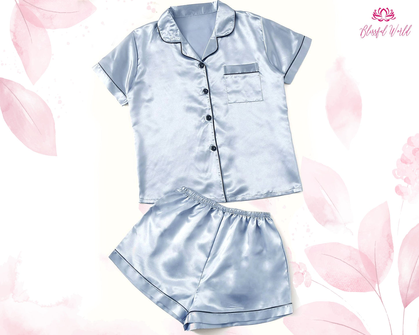 Plain-Satin-Short-Pajama-Usa